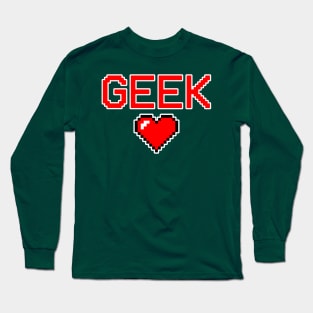 Pixel Heart Retro Video game Geek gift Long Sleeve T-Shirt